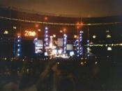English: U2's Zoo TV Tour at Veterans Stadium in Philadelphia. The band is finishing its performance of 