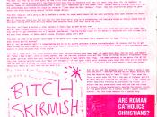 English: Ask Mrs Ablaze! feature from Issue 11 of Ablaze!. Features advert for Bitch Skirmish riot grrrl event gig in Bradford.