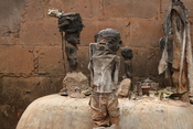 Voodoo altar with several fetishes, picture made in march 2008 in Abomey, Benin.