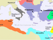 English: A map of the Byzantine Empire, c.1180AD