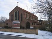 English: Church of the Good Shepherd, Arbury, Cambridge. located on Mansel Way and consecrated in 1964; contains a chapel dedicated to Nicholas Ferrar 15921637.