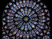 Rayonnant north rose window of the Cathédrale Notre-Dame de Paris עברית: חלון הרוזטה הדרומי של קתדרלת נוטרדאם דה פארי, בסגנון גותי קורן
