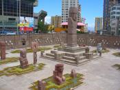 English: Shoot of the Monolith Reconstruction of Tiwanaku in downtown La Paz.