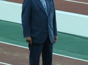 World Athletics Championships 2007 in Osaka - former IOC president Juan Antonio Samaranch, assisting a victory ceremony