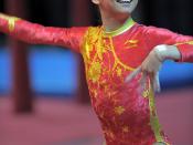English: Chinese Gymnast Jiang Yuyuan doing floor exercise in the Gymnastics Show (奧運金牌精英大匯演) in Hong Kong.