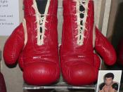 A pair of Muhammad Ali's boxing gloves, on display at the National Museum of American History, Washington, DC.
