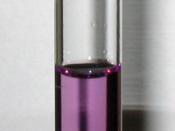 English: A characteristic purple color of biuret test, produced by adding a drop or 2 of copper sulfate solution to biuret in caustic soda solution. Biuret is formed when urea is gently heated where ammonia is also evolved. This color test confirms the pr