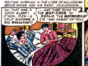 Bruce Wayne and Dick Grayson. Panel from Batman #84 (June, 1954), page 24.