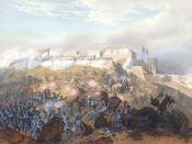 English: Battle of Chapultepec during the Mexican-American War, painting by Carl Nebel. Español: Representación de la Batalla de Chapultepec