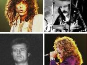English: Jimmy Page; Robert Plant; John Bonham and John Paul Jones of Led Zeppelin. A crop/montage derived from images with Creative Commons licences on Wiki Commons