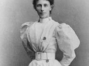 Portrait of Miss Georgina Pope, head nurse of First Canadian Contingent during the Boer war. Possibly in her nurse's uniform from Bellevue Hospital, New York