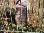 English: District of Columbia boundary stone NE 4, that is the stone 4 miles southeast of the northernmost corner of DC. Placed in 1791-1792 by Andrew Ellicott and Benjamin Banneker. See http://zhurnaly.com/maps/DC_Boundary_Stones.html for a map of these 