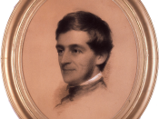 English: Charcoal portrait of Ralph Waldo Emerson by artist Eastman Johnson, 1846. Part of the personal collection of friend Henry Wadsworth Longfellow.