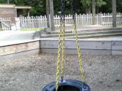 a rubber tire for swinging and spinning young children