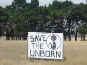 English: A sign promoting the saving of unborn children. The location is the Marlborough region on State Highway 1 in the South Island of New Zealand.