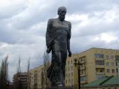 A Monument to Fyodor Dostoevsky at Tarskaya street in Omsk city, to which he was exiled.