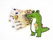 Rich Crocodile with Funny Money and Cash Currency