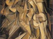 Nude Descending a Staircase, No. 2 (1912) by Marcel Duchamp displays Cubist and Futurist characteristics
