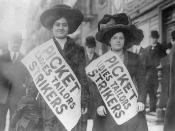 Two women strikers on picket line during the 