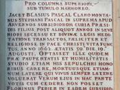 Latin epitaph of Blaise Pascal, church Saint-Étienne-du-Mont, Paris.