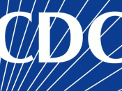 English: Logo of the Centers for Disease Control and Prevention, an agency within the United States Department of Health and Human Services. White on blue background with white rays but no white 