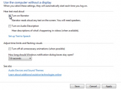 English: Screen short of the Narrator controls in Microsoft Vista.