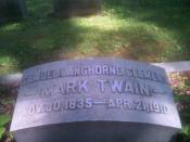 Mark Twain headstone in Woodlawn Cemetery.
