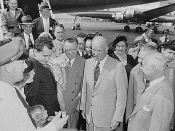 General Dwight Eisenhower meets the daughters of his running mate, Senator Richard Nixon, Washington National Airport, September 10, 1952