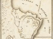 English: Map depicting the fortifications of West Point in 1780, at the time Benedict Arnold attempted to surrender it to the British.