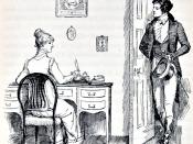 English: Image at the beginning of Chapter 32. Darcy and Elizabeth at Charlotte (nee Lucas) Collins' house. Austen, Jane. Pride and Prejudice. London: George Allen, 1894.