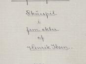 Manuscript title page of Ibsen's En folkefiende, 1882