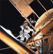 Owen Garriott performs a spacewalk during the Skylab 3 mission