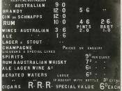 Central Railway Station, Sydney - alcoholic beverages price list