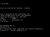 English: MS-DOS (Microsoft Disk Operating System) start-up screen, German version