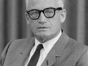 English: Photograph shows head-and-shoulders portrait of Goldwater.