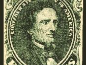 English: First Confederate Postage stamp, Jefferson Davis, 1861 issue, 5c, green