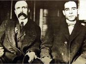 Bartolomeo Vanzetti (left) and Nicola Sacco in handcuffs