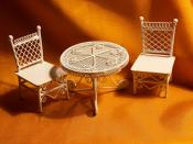 Doll House Table & Chairs - Half Scale Wicker Look 3 Piece Set - Dollhouse by @Louisianaminis | classic as a wicker chair.