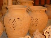English: pots made of clay.