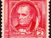 English: US Postage stamp, commemorative issue of 1940, James Fenimore Cooper Engraving of stamp modeled after a photo taken by Mathew Brady
