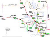South Australian cities, towns, settlements and road network