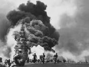 USS Bunker Hill hit by two Kamikazes in 30 seconds on 11 May 1945 off Kyushu.