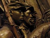 Memorial to Robert Gould Shaw and the Massachusetts Fifty-Fourth Regiment, 1884 - 1897. Detail of African-American soliders. Augustus Saint-Gaudens (1848 - 1907). Plaster original,http://www.nga.gov/feature/shaw/s4300.shtm National Gallery of Art, Washing