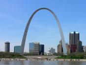 The Gateway Arch, part of the Jefferson National Expansion Memorial in St. Louis, Missouri, framing the courthouse where the Dred Scott decision was read. Deutsch: Gateway Arch in St. Louis
