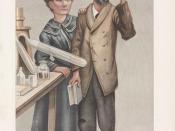 Caricature of M and Mme Curie. Caption read 