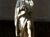 The statue of Newton, located in the chapel of Trinity College, Cambridge
