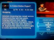 An example of a synopsis of an infomercial within an electronic program guide (in this case, an infomercial about colon detox on The Travel Channel, from Charter Communications); guidelines which previously excluded specific program information for an inf