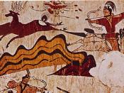 Hunting scene from the North wall of the main chamber of the Muyongchong Tomb (Tomb of the Dancers), (5th c. ce), Ji'an.
