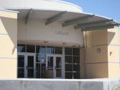 English: A close-up version of File:Whitney High Rocklin Library.JPG, which depicts the J Building library at Whitney High School in Rocklin, California.