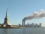 September 11, 2001 attacks in New York City: View of the World Trade Center and the Statue of Liberty. (Image: US National Park Service )